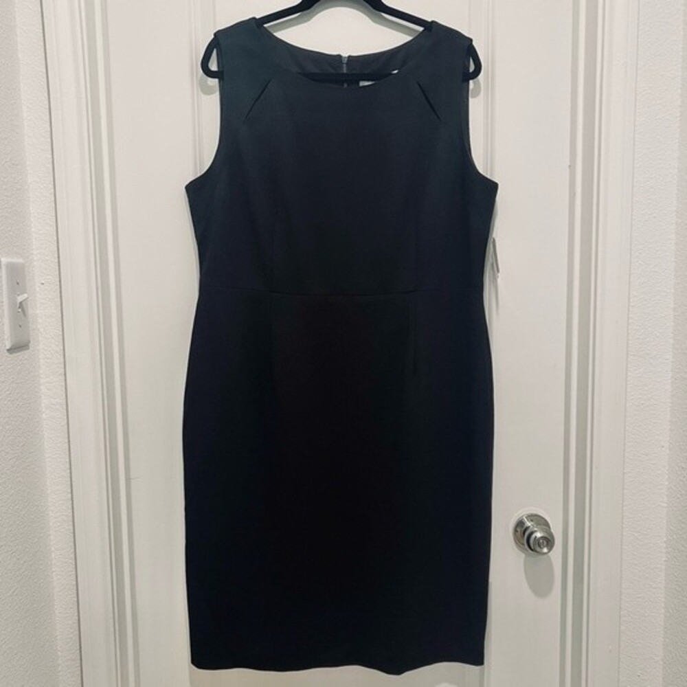 NWT Kasper Women's Black Sleeveless Shift Dress Sexy Cutouts Size 18 LBD